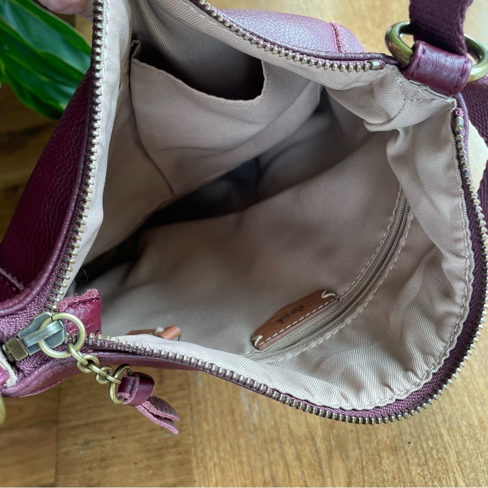 The Sak Burgundy Pebbled Leather Crossbody Bag with Adjustable Webbing Strap - Picture 5 of 12